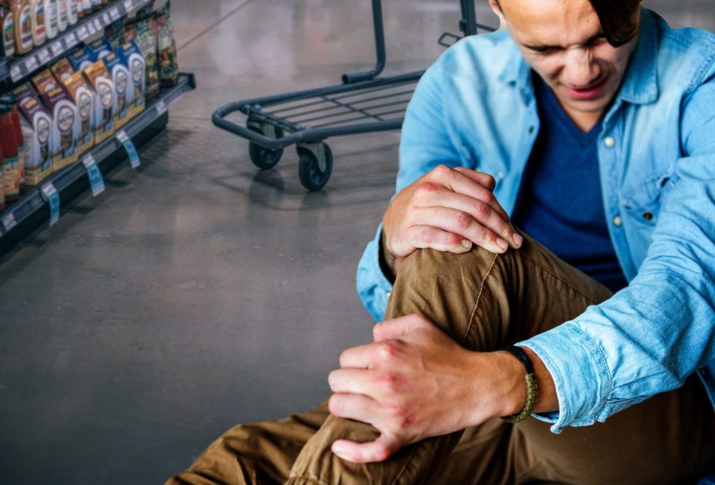 A grocery shopper after experiencing a slip and fall accident.