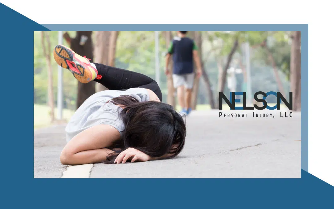 Image of a slip and fall accident victim with Nelson Personal Injury, LLC logo