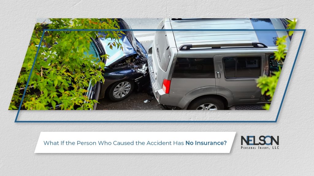 An image of a car crash with text that reads, "What If the Person Who Caused the Accident Has No insurance?" with Nelson Personal Injury, LLC logo